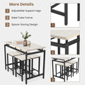 5 Piece Bar Table Set, Kitchen Counter Height Table with 4 Stools, Space Saving Pub Table Set for 4 Person with Metal Frame, Wood Dining Table & Chair Set for Breakfast Nook Pub Bistro