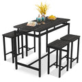 Counter Height Table Set of 5, Breakfast Bar Table and Stool Set, Minimalist Dining Table with Backless Stools, Wood Top Pub Table & Chair Set for Kitchen Apartment Bistro - Space Saving