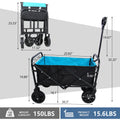 Folding Grocery Cart with wheels, Heavy Duty Utility Wagon Cart with All-Terrain Wheels, Portable Beach Wagon Cart for Shopping, Camping, Picnic