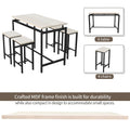 5 Piece Bar Table Set, Kitchen Counter Height Table with 4 Stools, Space Saving Pub Table Set for 4 Person with Metal Frame, Wood Dining Table & Chair Set for Breakfast Nook Pub Bistro