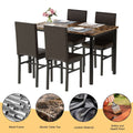 SEGMART 5 Piece Dining Table Set, Modern Faux Marble Table and 4 PU Leather Upholstered Chairs, Square Kitchen Table and Chairs for 4 Persons, Small Dining Set for Bar Kitchen Breakfast Nook, B23