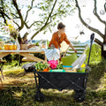 Folding Grocery Cart with wheels, Heavy Duty Utility Wagon Cart with All-Terrain Wheels, Portable Beach Wagon Cart for Shopping, Camping, Picnic