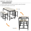 5 Piece Bar Table Set, Kitchen Counter Height Table with 4 Stools, Space Saving Pub Table Set for 4 Person with Metal Frame, Wood Dining Table & Chair Set for Breakfast Nook Pub Bistro