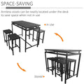 Counter Height Table Set of 5, Breakfast Bar Table and Stool Set, Minimalist Dining Table with Backless Stools, Wood Top Pub Table & Chair Set for Kitchen Apartment Bistro - Space Saving