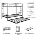 Bunkbed with Roll Out Trundle Bed Frame, Metal Bunk Bed Can Be Divided Into Two Twin Beds, Trundle Twin Bunk Bed with Ladders and Guardrails for Guest Room, Space Saving Bedroom Furniture, B21