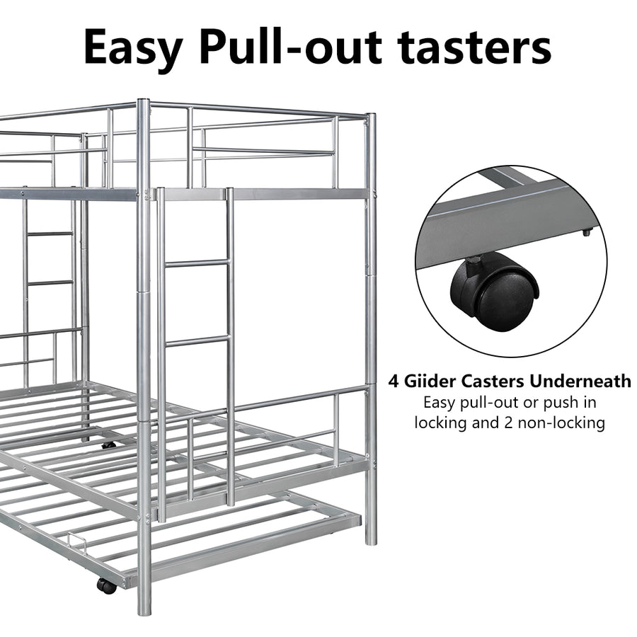 SEGMART Kids Bunk Bed Twin-Over-Twin, Convertible to 2 Twin Size Platform Bed, Silver, SS1392