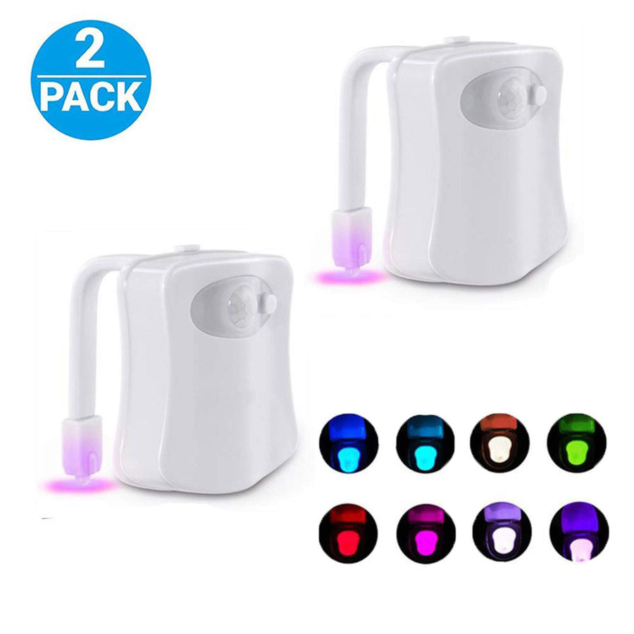 Toilet Night Light(2Pack), 8-Color Led Motion Activated Toilet Seat Light, Fit Any Toilet Bowl, Toilet Bowl Light with Two Mode Motion Sensor LED Washroom Night Light, I5209