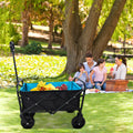 Folding Grocery Cart with wheels, Heavy Duty Utility Wagon Cart with All-Terrain Wheels, Portable Beach Wagon Cart for Shopping, Camping, Picnic