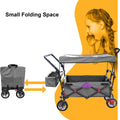 Folding Grocery Cart with Removable Canopy, Heavy Duty Utility Wagon Cart with All-Terrain Wheels and Side Storage Bags, Portable Beach Wagon Cart for Shopping, Camping, Picnic, TR51