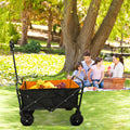 Collapsible Wagon Cart with Wheels, Heavy Duty Utility Cart with All-Terrain Wheels, Portable Garden Cart for Garden, Beach, Lawn