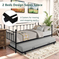 Segmart Metal Trundle Bed Frame Twin Daybed with Trundle Bed, Metal Slat Support, Bed Frame No Box Spring Needed, Ideal for Kids Teens Adults, Black, L
