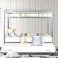 SEGMART Kids Bunk Bed Twin-Over-Twin, Convertible to 2 Twin Size Platform Bed, Silver, SS1392