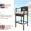3 PCS Outdoor Patio Furniture Set, All-Weather Patio Dining Sets, PE Rattan Bar Height Table & Stool, Outdoor Bar Set with Cushion, High Bistro Set Dining Table Set, for Pool Patio Yard Balcony, K3937