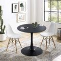 31.5" Round Tulip Table in Black, Mid-Century Modern Dining Table with Round Top and Pedestal Base, Conference Pedestal Desk, Leisure Coffee Table, Seat for 2-4, Max Loading 220lbs, K2038