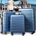Carry on Luggage Set, 3pcs 20''/24''/28'' Fashion Lightweight Suitcase Travel Sets for Women, 3-in-1 Portable Trolley Case with Telescoping Handle, Outdoor Hardside Luggage Set, Blue, S9351