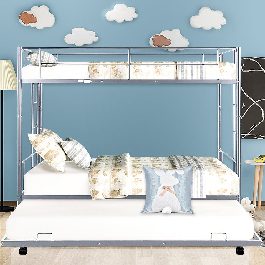 SEGMART Kids Bunk Bed Twin-Over-Twin, Convertible to 2 Twin Size Platform Bed, Silver, SS1392