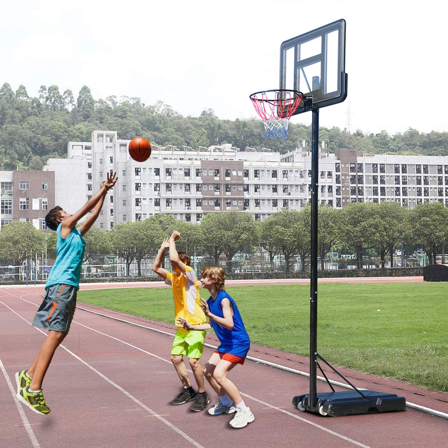 SEGMART Basketball Hoop, 4.9-10ft Adjustable Adults Teens Kids In-Ground Basketball Hoop with Wheels, Portable Basketball Net for Playing in Gym, Playground, Basketball Court, Backyard