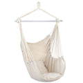 Macrame Hammock Chair Swing, Hanging Rope Swing for Patio, Porch, Bedroom, Backyard, Indoor or Tree, Hanging Rope Swing Seat with Detachable Metal Support Bar & 2 Cushions, Max. Weight 330 Lbs, B06