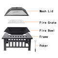 SEGMART Outdoor Fire Pit, 32" Square Metal Fire Pit Table with Waterproof Cover, Stove Wood Burning BBQ Grill Fire Pit Bowl, Spark Screen & Log Poker, Ideal for Yard Patio Beach Picnic Bonfire, K2724