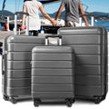 Carry on Luggage Set, 3pcs 20''/24''/28'' Fashion Lightweight Suitcase Travel Sets for Women, 3-in-1 Portable Trolley Case with Telescoping Handle, Outdoor Hardside Luggage Set, Grey, S9351