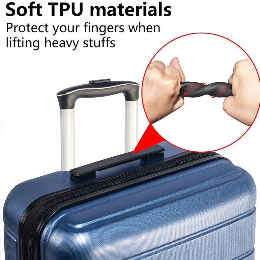 Carry on Luggage Set, 3pcs 20''/24''/28'' Fashion Lightweight Suitcase Travel Sets for Women, 3-in-1 Portable Trolley Case with Telescoping Handle, Outdoor Hardside Luggage Set, Blue, S9351