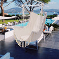 Macrame Hanging Hammock Chair, 330 Lbs Weight Capacity, 2 Seat Cushions Included, Hammock Hanging Chair Swing for Any Indoor or Outdoor Spaces, Quality Cotton Weave for Superior Comfort, B07