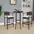 3 PCS Outdoor Patio Furniture Set, All-Weather Patio Dining Sets, PE Rattan Bar Height Table & Stool, Outdoor Bar Set with Cushion, High Bistro Set Dining Table Set, for Pool Patio Yard Balcony, K3937