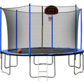 Outdoor Trampoline for Kids, New Upgraded 12' Outdoor Trampoline with Safety Enclosure Net, Basketball Hoop and Ladder, Heavy-Duty Round Trampoline for Indoor or Outdoor Backyard, Holds 264lbs, L
