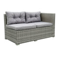 4 Piece Outdoor Patio Furniture Sets, All-Weather Patio Sofa Set with Loveseat Sofa/Storage Box/Coffee Table, Wicker Patio Conversation Set with Cushions for Backyard/Porch/Garden/Pool, LLL1100