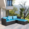 4-Piece Patio Conversation Sets, 2022 Upgrade Wicker Patio Conversation Furniture Set w/Seat Cushions & Tempered Glass Coffee, Conversation Sets for Porch Poolside Backyard Garden, S8189