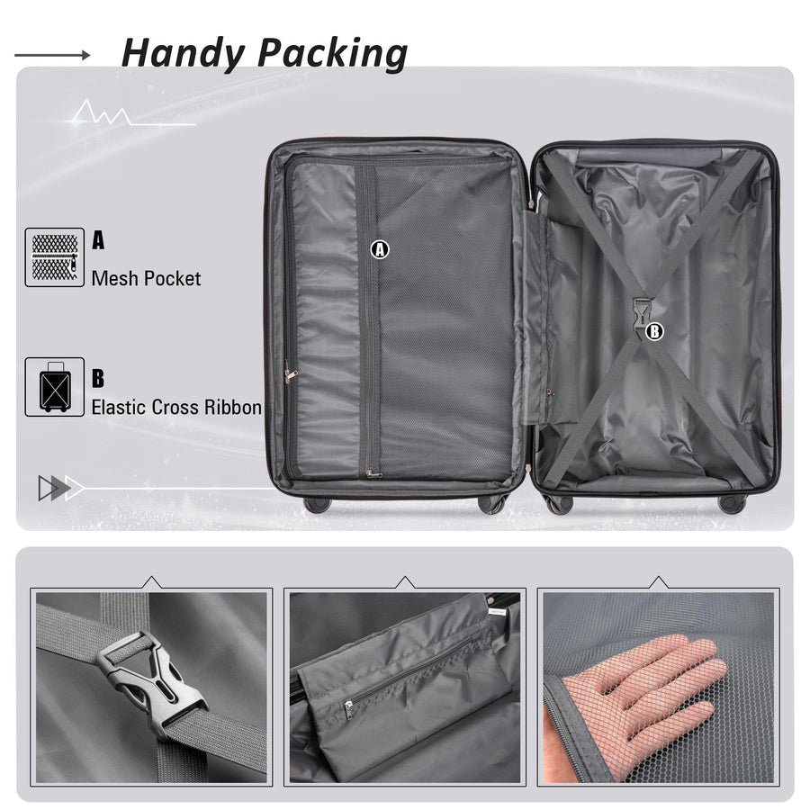 Carry on Luggage Sets of 3, SEGMART Expandable Hardside Suitcase with TSA Lock, Lightweight Luggage Dual Spinner Wheels Set: 20in 24in 28in, Heavyweight Suitcase for Traveling, Soft Blue, S6543
