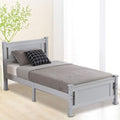 Bed Frame with Headboard, SEGMART Twin Size Bed Frame for Adults Teens Kids, Platform Bed Frame with Wood Slat Support, Solid Wood Bed Frame, Twin Bed Frame No Box Spring Need,78.7"Lx42"W, Gray, H2273