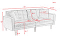 Futon Couch Bed, Fabric Futon Sofa Couch with Armrest, Modern Navy Blue Convertible Futon Sofa Bed Recliner Couch with Wood Legs, Two Pillows, Living Room Furniture Sofa for Small Spaces, L5171