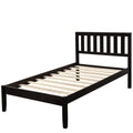 win Bed Frame No Box Spring Needed, Espresso Twin Platform Bed Frame with Headboard, Modern Wood Twin Bed Frame Bedroom Furniture with Wood Slats for Kids Adults Teens, LLL4052