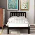 win Bed Frame No Box Spring Needed, Espresso Twin Platform Bed Frame with Headboard, Modern Wood Twin Bed Frame Bedroom Furniture with Wood Slats for Kids Adults Teens, LLL4052