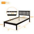 win Bed Frame No Box Spring Needed, Espresso Twin Platform Bed Frame with Headboard, Modern Wood Twin Bed Frame Bedroom Furniture with Wood Slats for Kids Adults Teens, LLL4052