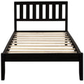 win Bed Frame No Box Spring Needed, Espresso Twin Platform Bed Frame with Headboard, Modern Wood Twin Bed Frame Bedroom Furniture with Wood Slats for Kids Adults Teens, LLL4052