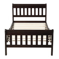 Twin Bed Frame, Modern Wood Platform Bed Frame with Headboard and Footboard, Twin Bed with Soild Wood Slat Support for Adults Teens Children, Bed Frame No Box Spring Needed, Espresso, I8839