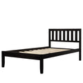 win Bed Frame No Box Spring Needed, Espresso Twin Platform Bed Frame with Headboard, Modern Wood Twin Bed Frame Bedroom Furniture with Wood Slats for Kids Adults Teens, LLL4052