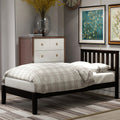 win Bed Frame No Box Spring Needed, Espresso Twin Platform Bed Frame with Headboard, Modern Wood Twin Bed Frame Bedroom Furniture with Wood Slats for Kids Adults Teens, LLL4052