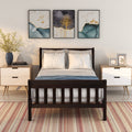 Twin Bed Frame, Modern Wood Platform Bed Frame with Headboard and Footboard, Twin Bed with Soild Wood Slat Support for Adults Teens Children, Bed Frame No Box Spring Needed, Espresso, I8839