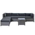 SEGMART Patio Furniture Sets, 7-Piece Wicker Patio Conversation Furniture Set with 6 Seats, Coffee Table, Outdoor Sectional Sofa for Backyard Porch Lawn Pool, Gray