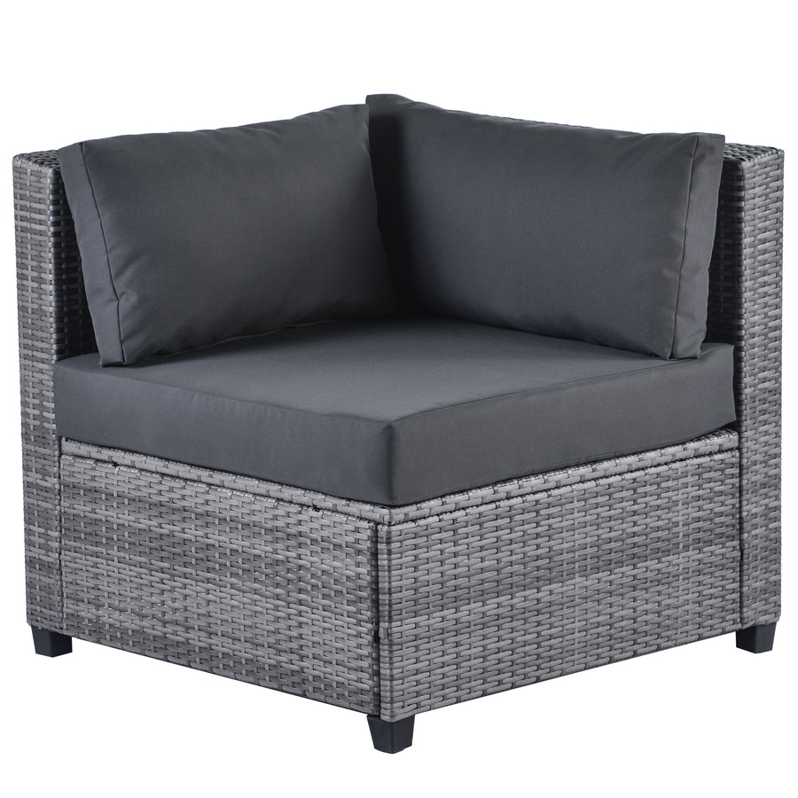 SEGMART Patio Furniture Sets, 7-Piece Wicker Patio Conversation Furniture Set with 6 Seats, Coffee Table, Outdoor Sectional Sofa for Backyard Porch Lawn Pool, Gray
