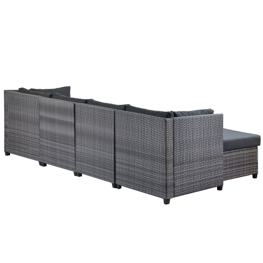 SEGMART Patio Furniture Sets, 7-Piece Wicker Patio Conversation Furniture Set with 6 Seats, Coffee Table, Outdoor Sectional Sofa for Backyard Porch Lawn Pool, Gray
