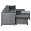 SEGMART Patio Furniture Sets, 7-Piece Wicker Patio Conversation Furniture Set with 6 Seats, Coffee Table, Outdoor Sectional Sofa for Backyard Porch Lawn Pool, Gray