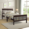Twin Bed Frame, Modern Wood Platform Bed Frame with Headboard and Footboard, Twin Bed with Soild Wood Slat Support for Adults Teens Children, Bed Frame No Box Spring Needed, Espresso, I8839