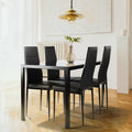 Dining Table Sets of 5, Upgrade Black Tempered Glass Sturdy Dinner Table Top with Dining Chair Sets of 4, Legs with Anti-Slip Mat, for Home, Kitchens, Dining Rooms, Cafe, Eating, Work, S12727