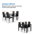 Dining Table Sets of 5, Upgrade Black Tempered Glass Sturdy Dinner Table Top with Dining Chair Sets of 4, Legs with Anti-Slip Mat, for Home, Kitchens, Dining Rooms, Cafe, Eating, Work, S12727