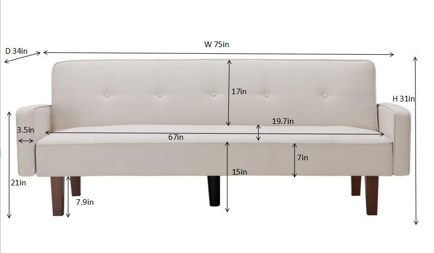 SEGMART Convertible Sofa Bed, Multi-Function Folding Futon Couch, Modern Breathable Linen Sofa Sleeper Bed for Small Room Apartment, Fold-out Couch with Wood Legs Quickly Converts into a Bed, B3031