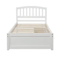 Twin Bed Frame with Headboard, White Twin Bed Frame with Storage Drawers for Kids, Modern Wood Twin Bed Frame Bedroom Furniture with Strong Wood Slat Support for Adults, No Box Spring Needed, L4206